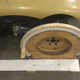 A wooden buck used to get the right position for the rear wheels.